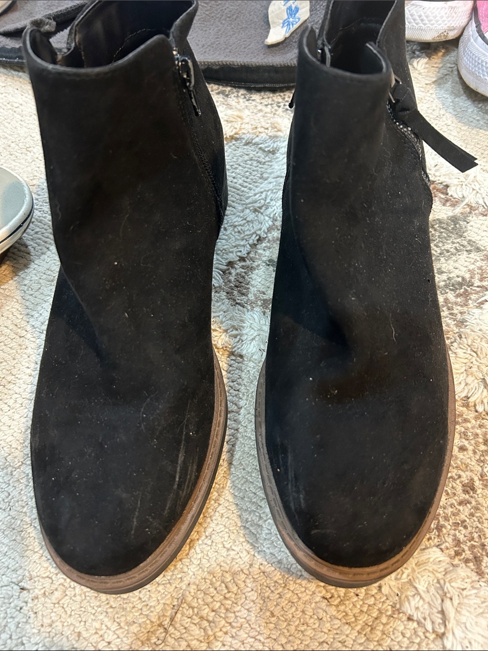 Esprit Black Suede Ankle Booties with Side Zip